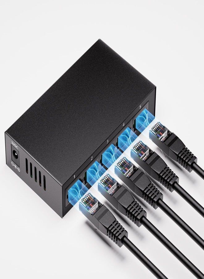 Bliyee 5-Port Gigabit Ethernet Switch, Unmanaged Home Network Switch Hub, Ethernet Splitter | Auto-Sensing Ports | Plug-and-Play | Silent Operation | Black Metal Case | Limited Lifetime Protection - Image 1