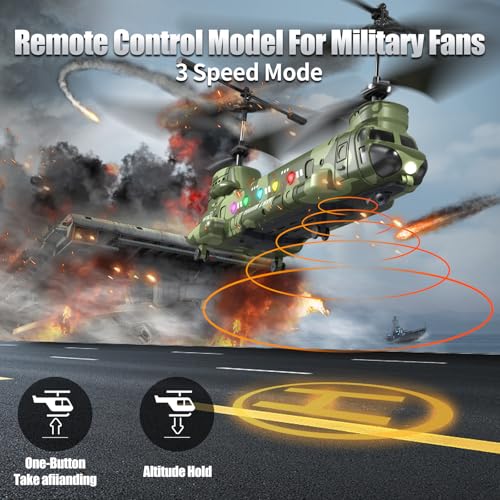 OBEST LM19-D Chinook RC Helicopter,Remote Control Military Helicopter with Camera,Twin-propeller with Altitude Hold,One Key take Off/Landing,Army RC Toys and Military Fans - Image 3