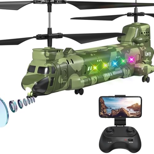 OBEST LM19-D Chinook RC Helicopter,Remote Control Military Helicopter with Camera,Twin-propeller with Altitude Hold,One Key take Off/Landing,Army RC Toys and Military Fans - Image 1