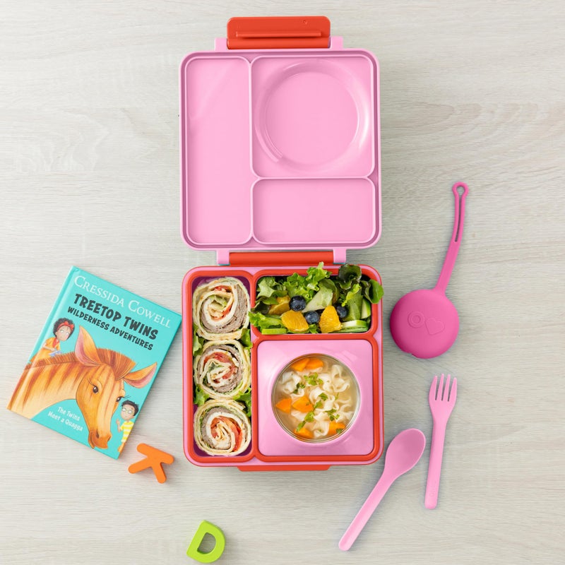 Omie OmieBox Kids Utensils Set with Case - 2 Piece Plastic, Reusable Fork and Spoon Silverware with Pod for Kids (Bubble Pink) - Image 3