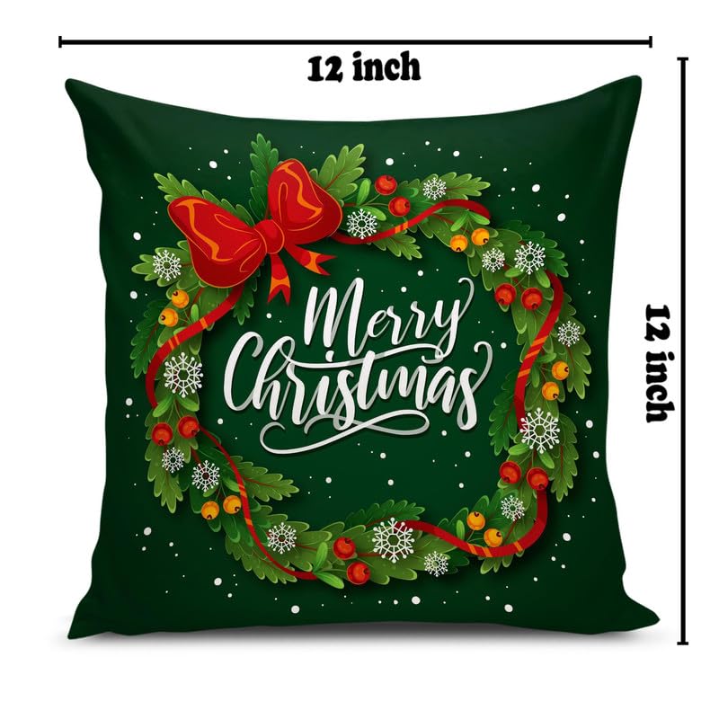 BMRGIFTS Soft Fabric Designer Decorative Printed Merry Christmas Theme Cushion Cover Xmas Decorations for Sofa Living Room Set of 5 12 x 12 inch Multi (CHMCC90) - Image 4