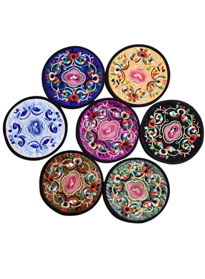Bluejw Sets Of 7 Embroidery Style Drink Coasters Absorbent Coaster For Tabletop Protection Suitable For Kinds Of Cups - Image 4