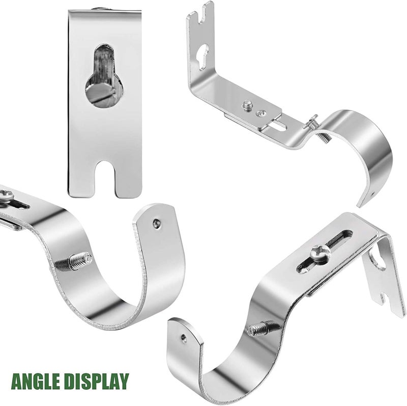 YHRY 3 Pack Curtain Rod Brackets, Heavy Duty, Adjustable, Anti-Rust, Silver - Image 3