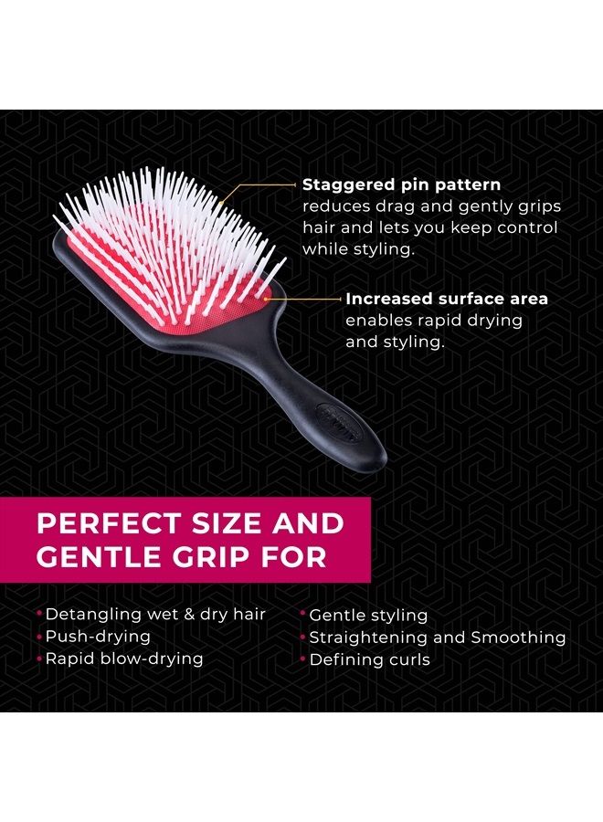 DENMAN Power Paddle Hair Brush for Fast and Comfortable Detangling, Blow Drying and Styling - Combination of D3 Styling Pins & Paddle Brush - For Women and Men (Red & Black), D38 - Image 5