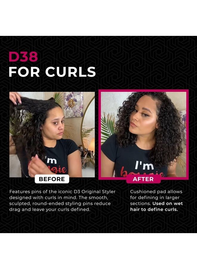 DENMAN Power Paddle Hair Brush for Fast and Comfortable Detangling, Blow Drying and Styling - Combination of D3 Styling Pins & Paddle Brush - For Women and Men (Red & Black), D38 - Image 3