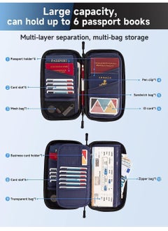 Uwals RFID Travel Passport Wallet - Waterproof Travel Passport Holder for Men and Women, Large Capacity Lightweight Portable Travel Document Organizer Passport Holder, Black- 1PCS  - Image 2