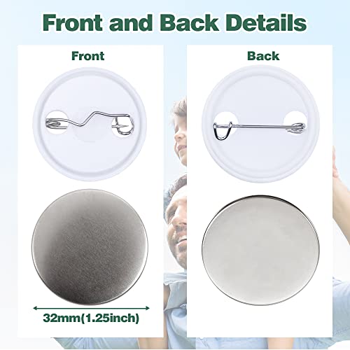 Mostme 300 Sets 32mm/1.25 inch Button Supplies Button Parts for Buttons Maker Machine 32mm, Round Badge Blank Buttons Pins, Includes Plastic Pin Back Cover, Metal Cover, Clear Film&Blank Paper - Image 3