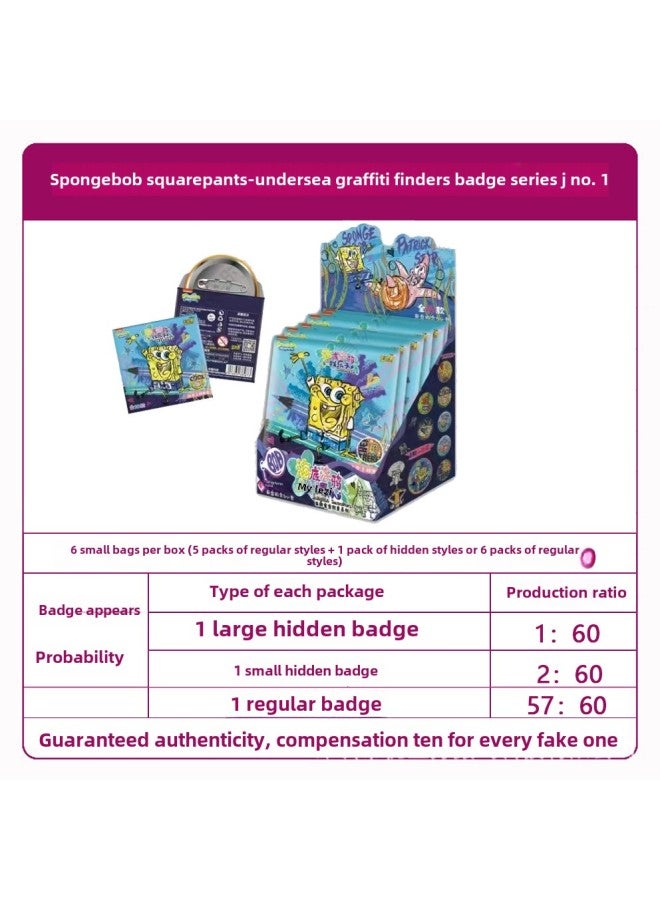 Authentic Ultraman Card Game Cards Touro Continent Naruto Shippuden Cards Table Game Toys Fast Delivery-Color:15 Yuan Badge Series-SpongeBob Squarepants Whole Box Of 6 - Image 1
