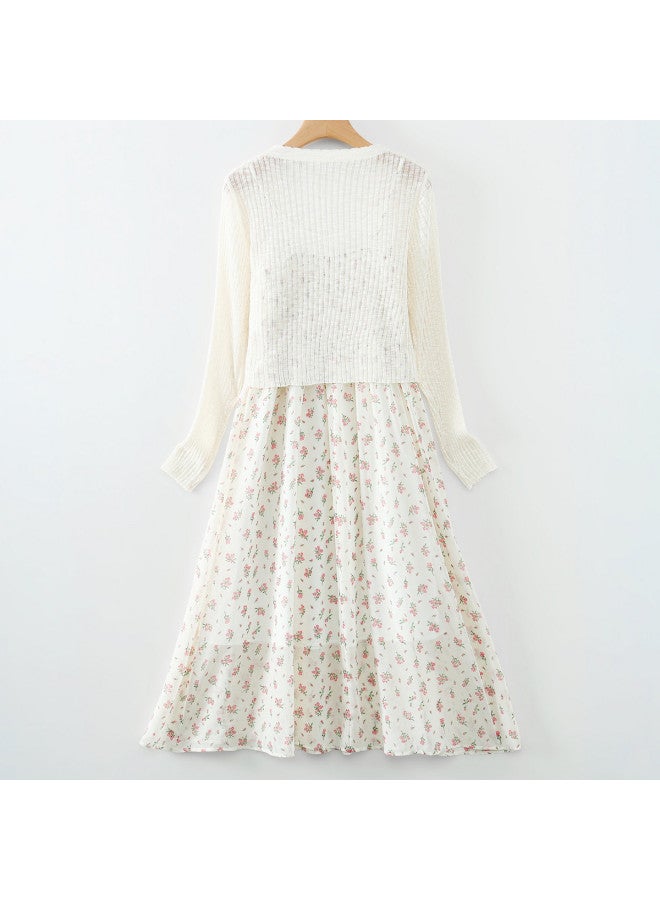 Jeanswest Long Sleeve Cardigan + Slip Dress Two-piece Set - Spring/summer Elegant Midi Dress Petite Outfit - Image 3