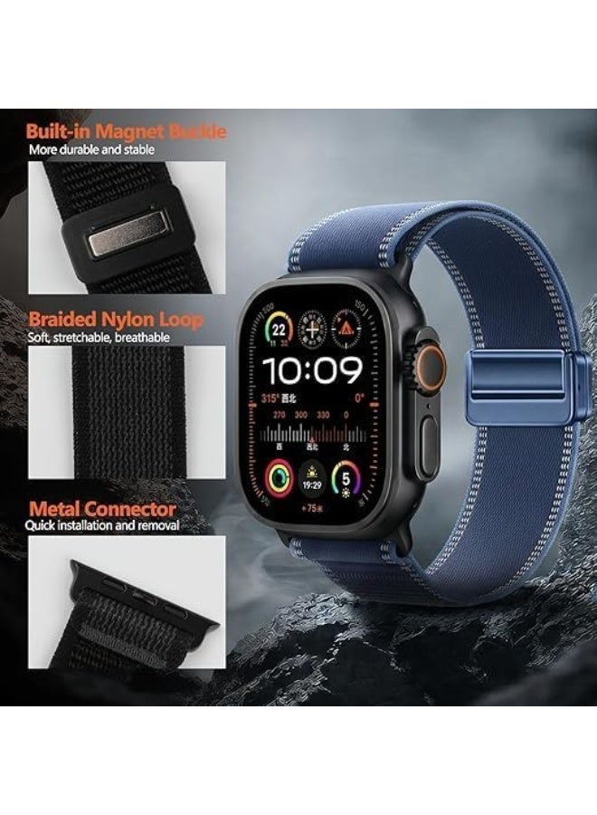Compatible with Apple Watch Ultra 3/2/1 Band 49mm, Breathable & Soft Magnetic Nylon Strap for Series 11/10/9/8/7/6/5/4/SE Trail Loop Band 46mm 45mm 44mm 42mm - Image 2