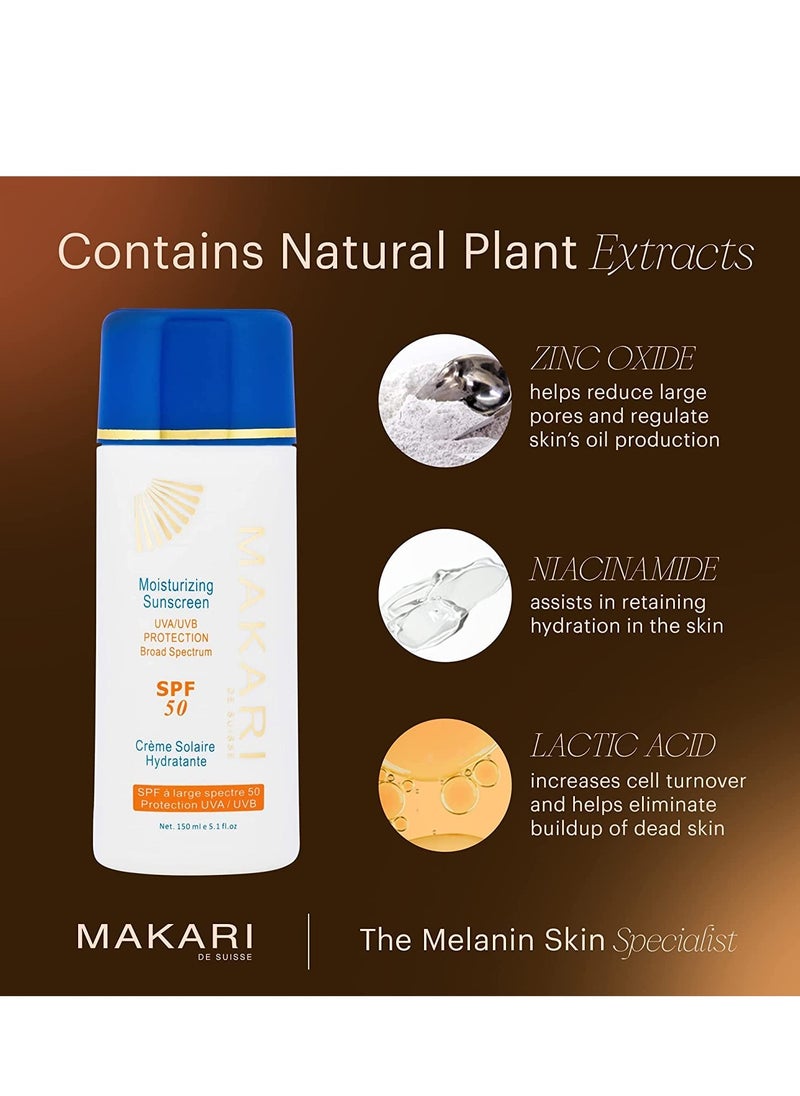 Makari - Makari Moisturizing Sunscreen SPF 50 (5.1 fl oz) | Broad Spectrum UVA & UVB Sunblock with Beeswax | Anti-Aging Sunscreen for Face and Body | Lightweight Face Sunscreen Lotion with SPF - Image 1