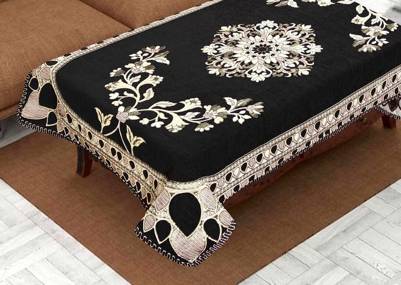 CASANEST Premium Luxurious Attractive Design Polyster 24 Seater Center Table Cover Size 36x54 inch Black - Image 3