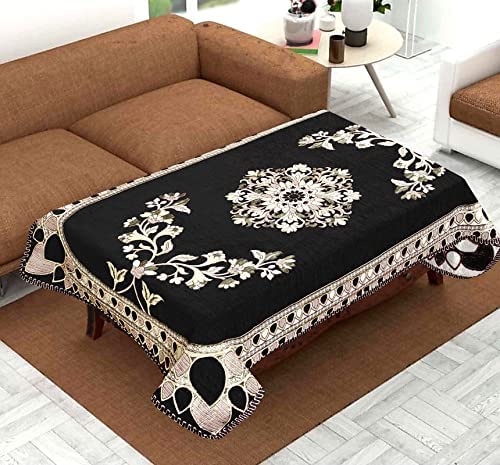 CASANEST Premium Luxurious Attractive Design Polyster 24 Seater Center Table Cover Size 36x54 inch Black - Image 1
