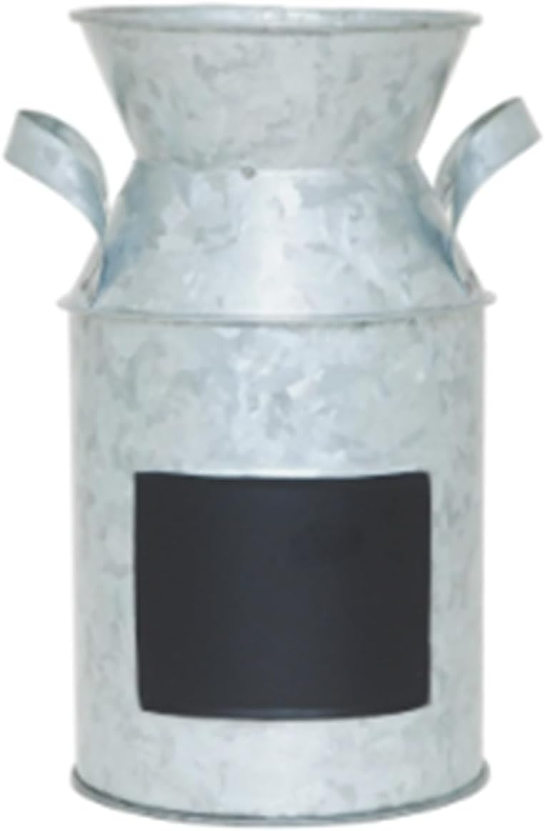 Hosley Set of 2 Metal Chalkboard Milk Can Vases – 7.25" High Decorative Farmhouse Flower Holder, Rustic Vintage Style Vase for Floral Arrangements, Weddings, Home Décor & Special Events - Image 3