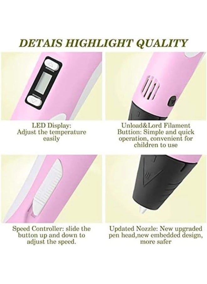 ShebSheb 3D Printing Pen,3D Drawing Pen with PLA Filaments LED Display for Kids,Adults,Model Making  - Image 3