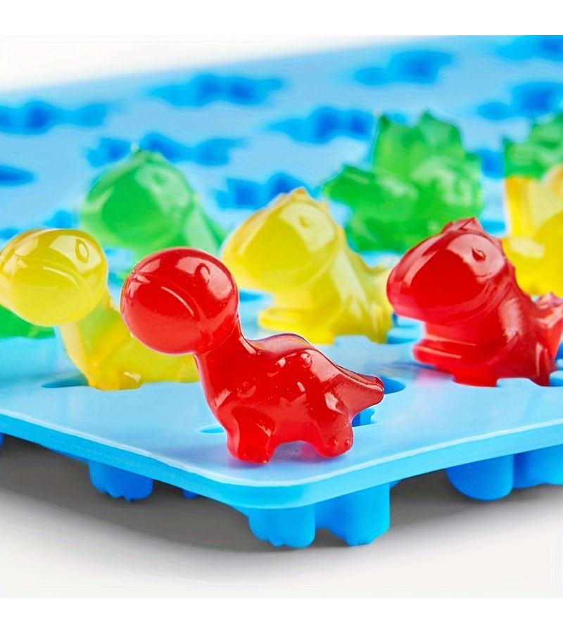 1pc 48 Link Blue Dinosaur Silicone Mold With Blue Straw For Chocolate Candy Jelly Pudding Baking Pastry Decoration - Image 5