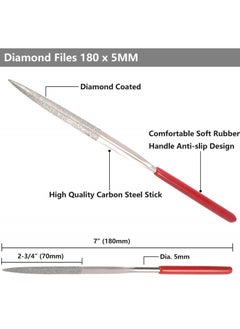 Y&D Fine Diamond File Set, Metal Needle Files in Round, Triangular, Square, Flat Shapes, Jeweler for Glass, Wood, Stone, Jewelry Carving, Sanding, and Polishing, 5x180mm, 10Piece  - Image 4
