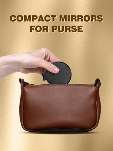 Qislee Compact Mirror Bulk, Round Makeup Mirror for Purse, Set of 4 (Black) - Image 3