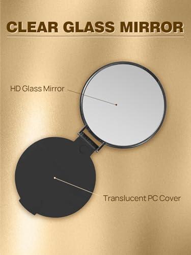 Qislee Compact Mirror Bulk, Round Makeup Mirror for Purse, Set of 4 (Black) - Image 4