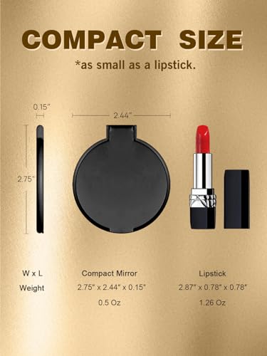 Qislee Compact Mirror Bulk, Round Makeup Mirror for Purse, Set of 4 (Black) - Image 2