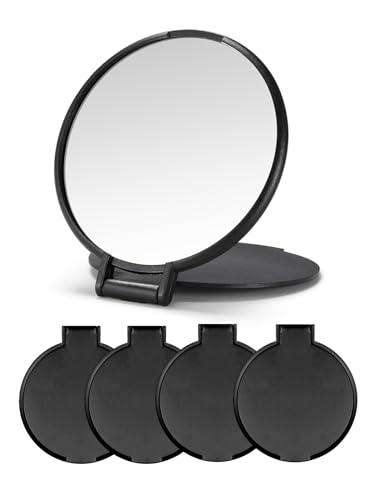 Qislee Compact Mirror Bulk, Round Makeup Mirror for Purse, Set of 4 (Black) - Image 1