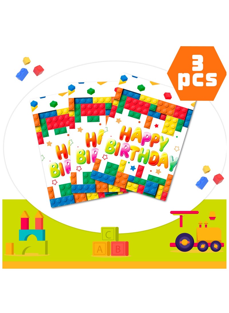 FRUITFUL PARTY Building Block Party Tablecloths, 3pcs Building Block Party Decorations Tablecloths set - Building Blocks Tablecloth, Building Block Party Table Cover for Building Block Birthday Party Supplies(Size: 180cm×108cm/70.8"× 42.5")  - Image 2