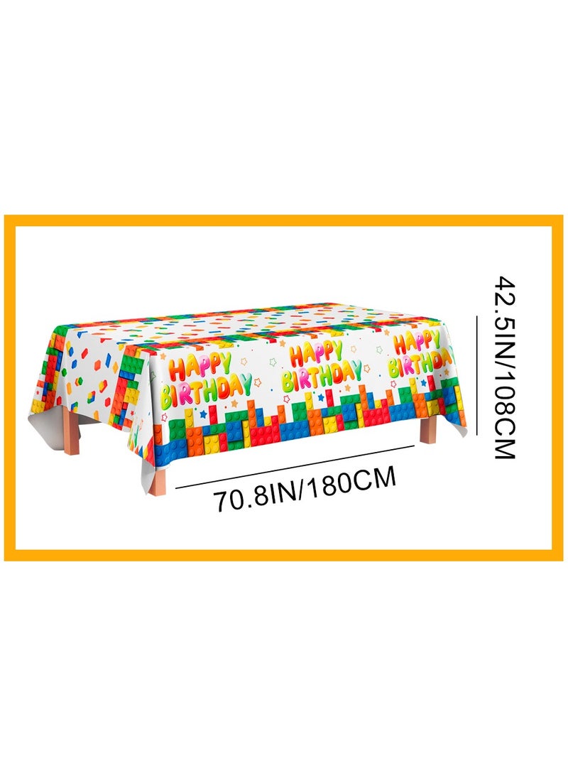 FRUITFUL PARTY Building Block Party Tablecloths, 3pcs Building Block Party Decorations Tablecloths set - Building Blocks Tablecloth, Building Block Party Table Cover for Building Block Birthday Party Supplies(Size: 180cm×108cm/70.8"× 42.5")  - Image 3