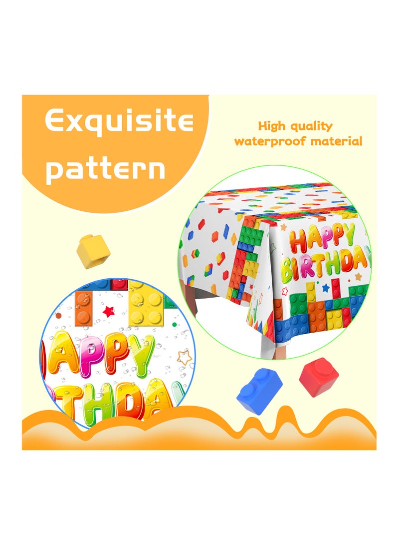 FRUITFUL PARTY Building Block Party Tablecloths, 3pcs Building Block Party Decorations Tablecloths set - Building Blocks Tablecloth, Building Block Party Table Cover for Building Block Birthday Party Supplies(Size: 180cm×108cm/70.8"× 42.5")  - Image 5