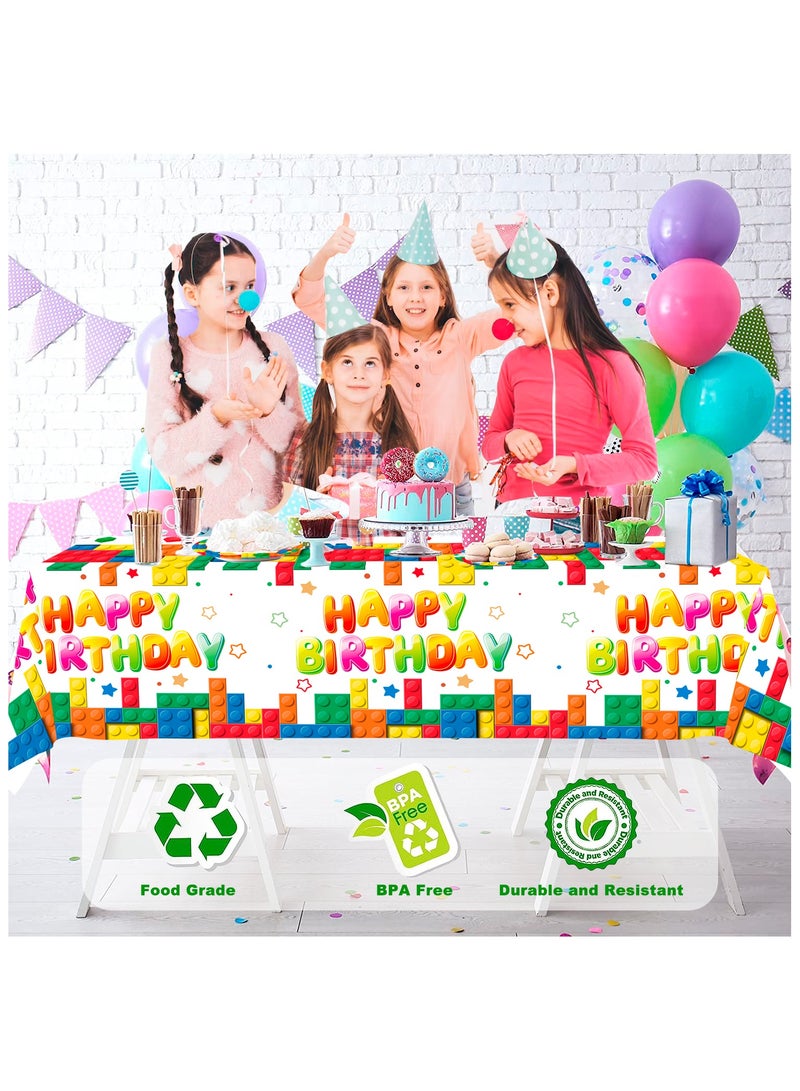 FRUITFUL PARTY Building Block Party Tablecloths, 3pcs Building Block Party Decorations Tablecloths set - Building Blocks Tablecloth, Building Block Party Table Cover for Building Block Birthday Party Supplies(Size: 180cm×108cm/70.8"× 42.5")  - Image 4