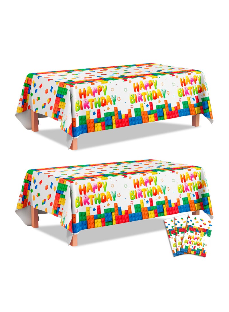 FRUITFUL PARTY Building Block Party Tablecloths, 3pcs Building Block Party Decorations Tablecloths set - Building Blocks Tablecloth, Building Block Party Table Cover for Building Block Birthday Party Supplies(Size: 180cm×108cm/70.8"× 42.5")  - Image 1