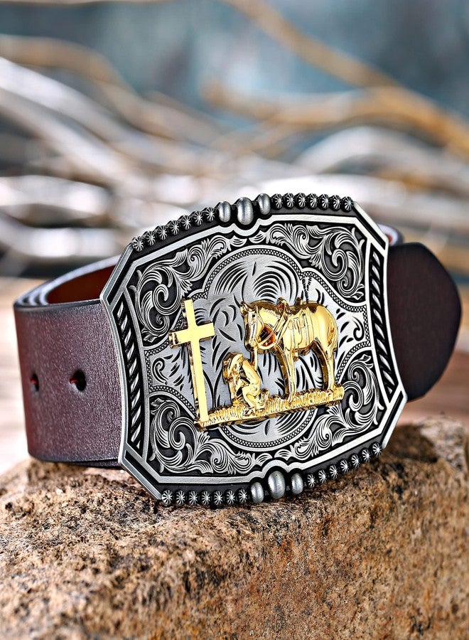 KDG Western Cowboy Belt Buckle Vintage Prayer Praying Pattern Fashion Novel Belt Buckle for Men Women - Image 3