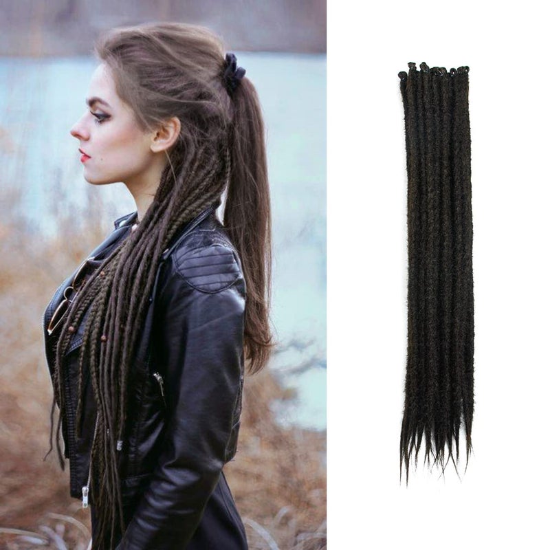 Aosome 20 Inch Thin 06cm Dreadlock Extensions Soft Handmade Synthetic Dreads Hip Hop Reggae Locs Extensions 4 20 StrandsPack