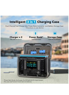 Generic Fast Charge Hub for Insta360 X4 Battery 30W Dual Charger OLED Screen Intelligent Two Way Charging Case with 12W Output Shows Battery Level (SOC) (No Internal Battery No X4 Batteries Included)  - Image 2