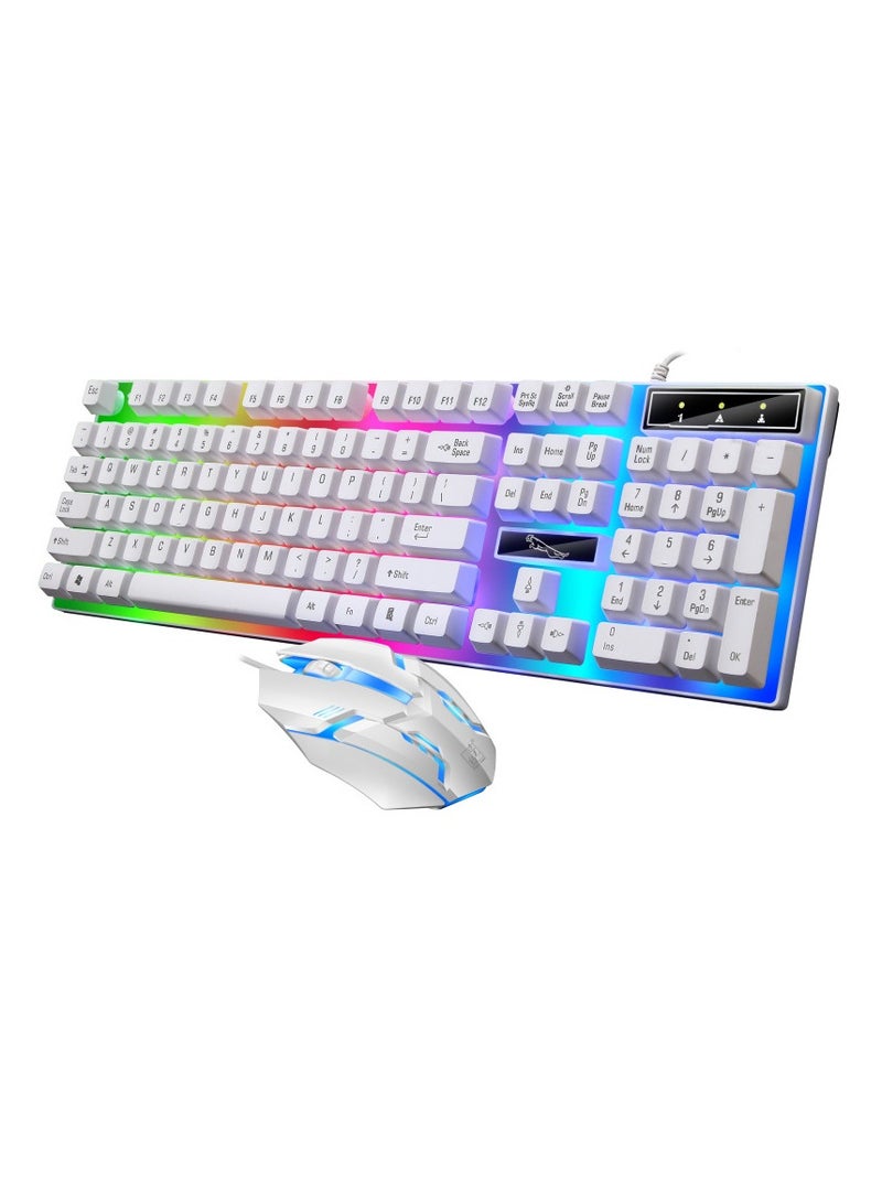 G21 Computer Gaming Keyboard and Mouse Combo :Keyboard with Flexible Polychromatic LED Lights Mechanical Feel Wired USB Working Keyboard Mouse Set for Windows Computer