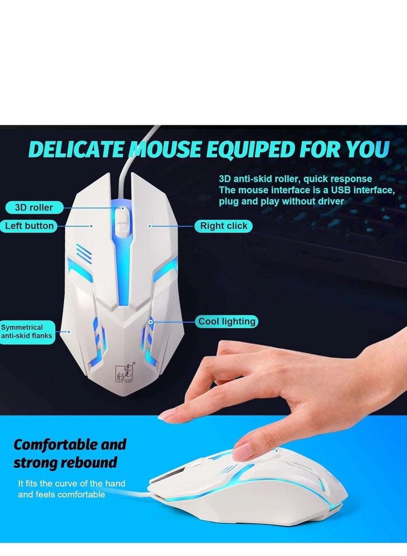 G21 Computer Gaming Keyboard and Mouse Combo :Keyboard with Flexible Polychromatic LED Lights Mechanical Feel Wired USB Working Keyboard Mouse Set for Windows Computer