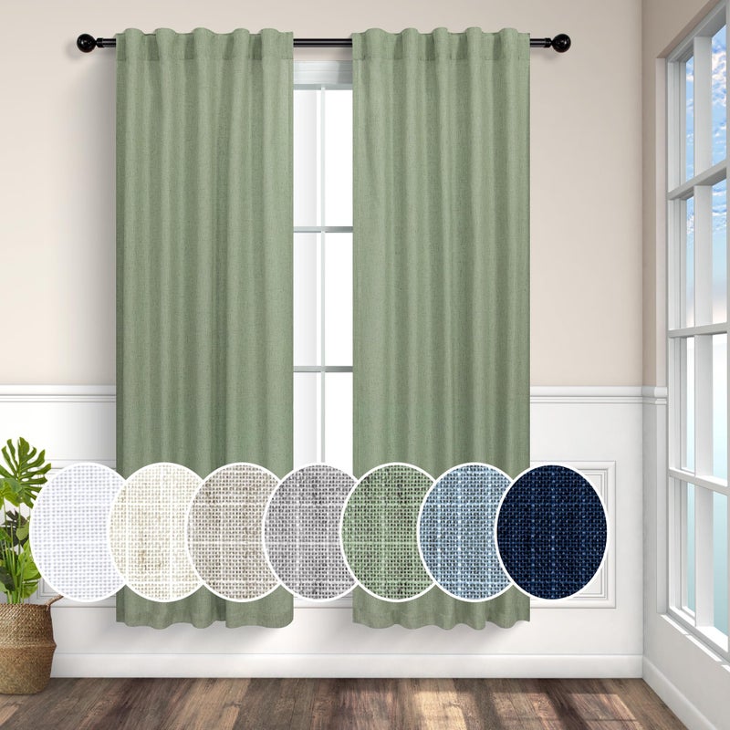 Pitalk الستائر الحكيم الخفيفة 38 بوصة واسعة لنظام التشغيل Windows 2 لوحات خلفية جيب شبه محضات مصباح الضوء الفلتر خفيفة الوزن الأفوكادو الستائر الخضراء لغرفة النوم غرفة المعيشة عرض 38 × 63 طول - Image 1