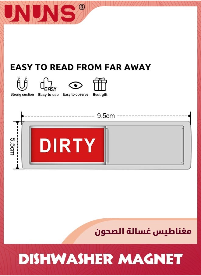 UNUNS - Dishwasher Magnet,2PCS Clean Dirty Magnet For Dishwasher,Upgrade Super Strong Magnet,Easy To Read Non-Scratch Magnetic Silver Indicator Sign With Clear,Bold,Colored Text Silver - Image 1