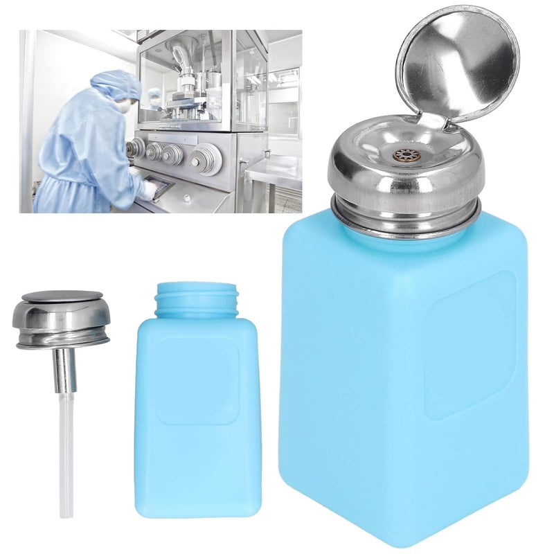 klarako 200ML Press Type Solvent Dispenser - ESD Safe Anti Static Square Bottle with Stainless Steel Lid (Blue) - Image 3