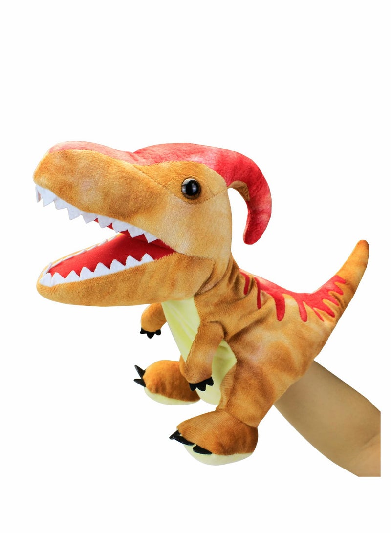 KASTWAVE Dinosaur Hand Puppets, Paractenosaurus Jurassic World Stuffed Animal Cute Soft Plush Toy, Open Movable Mouth Finger Gift, Birthday Gifts for Kids, Creative Role Play  - Image 1