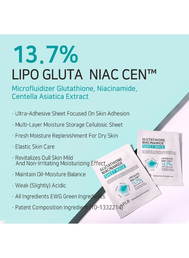 APLB Glutathione Niacinamide Sheet Mask | LIPO GLUTA NIAC CEN™ 13.7% Korean Skincare, Deep hydration & Soothing, Sensitive Skin, Improve skin elasticity 25 ml - Image 3