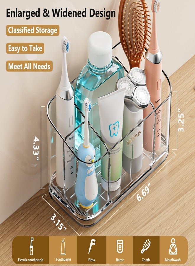 MOPMS Toothbrush Holders for Bathrooms, 5 Slots Adjustable Divider Tooth Brush and Toothpaste Holder for Easy Clean, Wall Mounted & Countertop Organizer with Drain Tray for Shower/Kitchen - Image 5