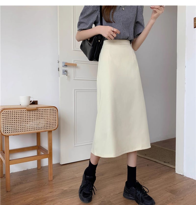 2 New Elegant Skirt Mid-Length Versatile Fashionable Hip Skirt A-Line Trendy Age-Reducing Black High Waist - Image 5