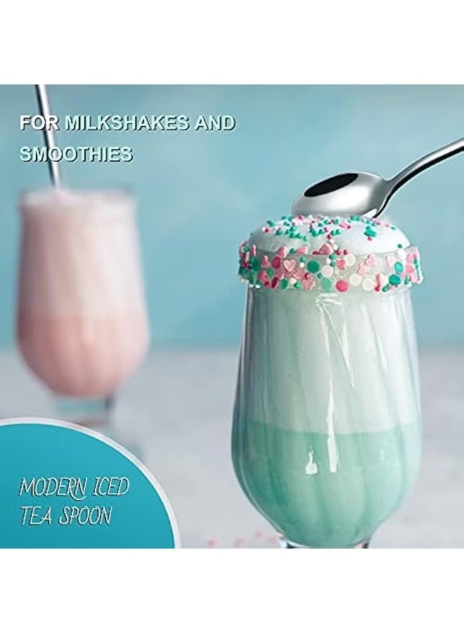 واي جيه ملعقة شاي مثلجة ذات مقبض طويل، ملعقة قهوة، ملعقة آيس كريم، ملعقة كوكتيل من الفولاذ المقاوم للصدأ، مجموعة من 4. - Image 3