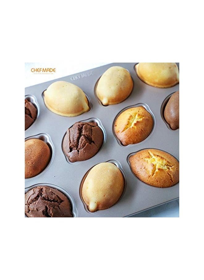 chefmade - Muffin Cake pan, 12-Cavity Non-Stick Lemon-Shaped Bakeware for Oven Baking (Champagne Gold) - Image 1