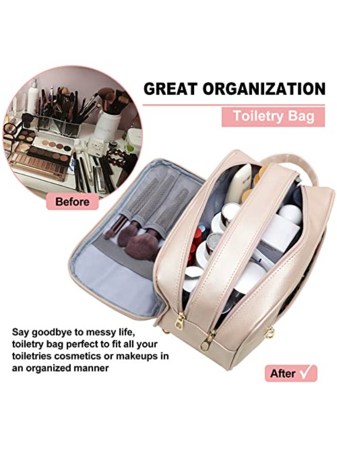 BAIMAY Travel Toiletry Bag for Women Waterresistant Toiletry Organizer Dopp Kit Dorm Room Essentials for Girls Eco Leather Make Up Bag for Toiletries Accessories Mothers Day Graduation Gifts for Her - Image 4