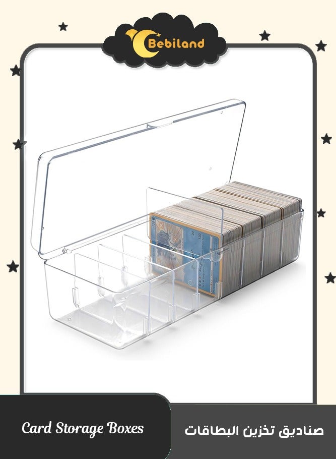 بيبي لاند صندوق تخزين بطاقات التداول بلاستيكي شفاف لتخزين البطاقات كبير لـ 560 بطاقة حافظة مع فواصل قابلة للازالة لبطاقات البيسبول التحميل العلوي المصنفة ام تي جي (شفاف) - Image 1