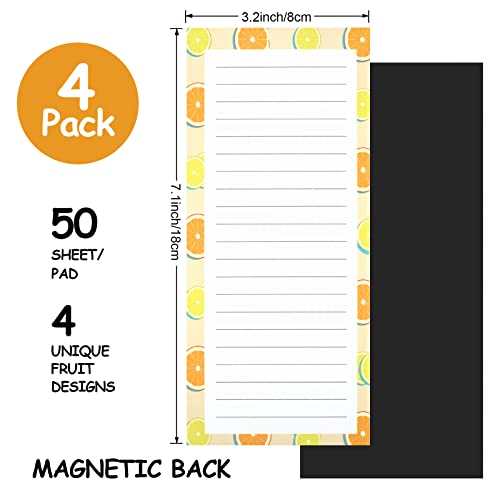 Joyberg 4 Pack Magnetic Notepads for Refrigerator, Grocery List Magnet Pad for Fridge, Fruit Design Magnetic Grocery List Pad for Fridge, Full Magnet Back Shopping Lists, 50 Sheets Per Note Pads - Image 2