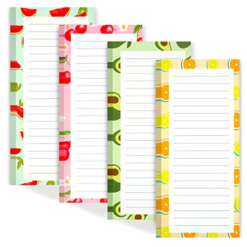 Joyberg 4 Pack Magnetic Notepads for Refrigerator, Grocery List Magnet Pad for Fridge, Fruit Design Magnetic Grocery List Pad for Fridge, Full Magnet Back Shopping Lists, 50 Sheets Per Note Pads - Image 1