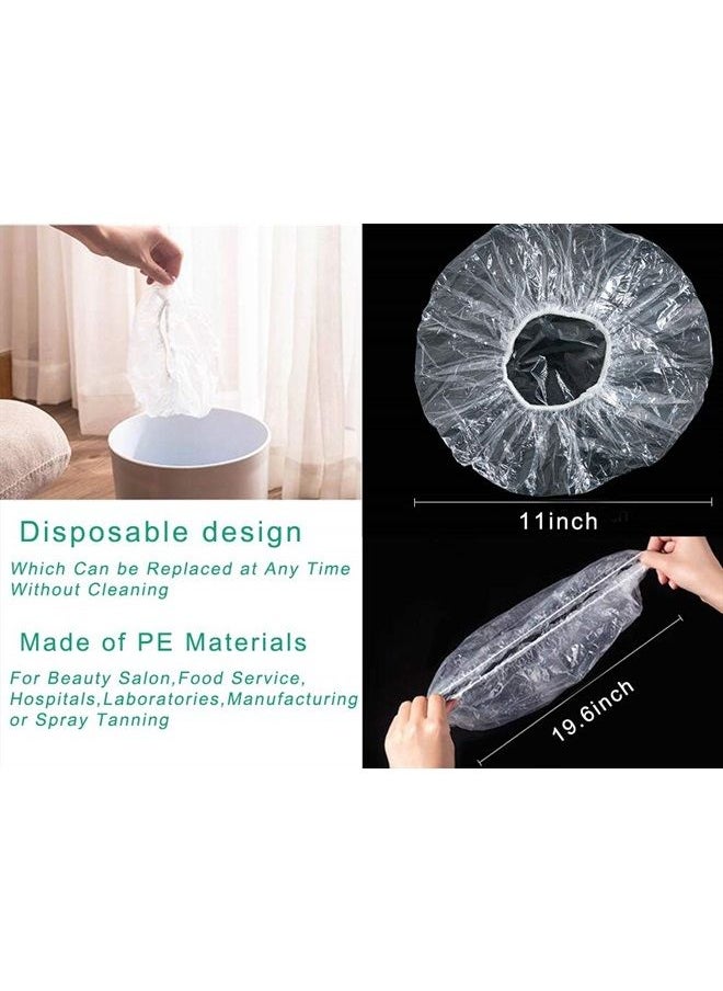 Reneebeautytan 100 Disposable Clear Mop Mob Caps Clipped Hair Head Cover Shower Cap Plastic for Beauty Salon,Food Service,Hospitals,Laboratories,Manufacturing or Spray Tanning  - Image 2