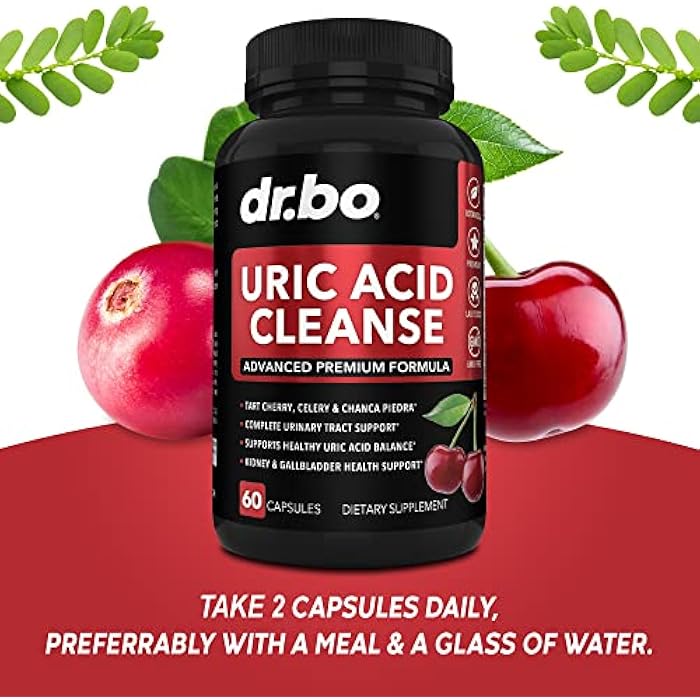 dr.bo Uric Acid Cleanse Support Supplement - Kidney Herbal Supplements Pills with Chanca Piedra, Celery & Tart Cherry Extract Formula - Joint Support, Uric Acid Flush & Kidney Cleanse Detox Purge Capsules - Image 5